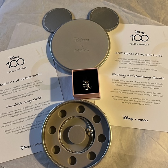 LIMITED EDITION 3pcs Set DISNEY PANDORA 100th Bracelet, Oswald and Mickey Box - Picture 9 of 16